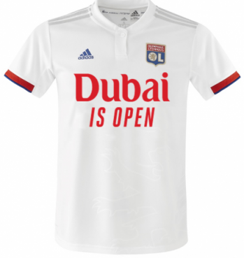 أولمبيك ليونيه يلعب أول مباراة بقمصان Dubai is Open